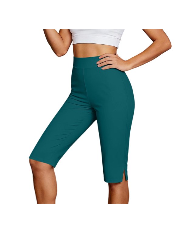 Yoga Shorts Women Lightweight Wide Leg Business Casual Travel Hiking Walking With Pockets Side Slits Half Pant