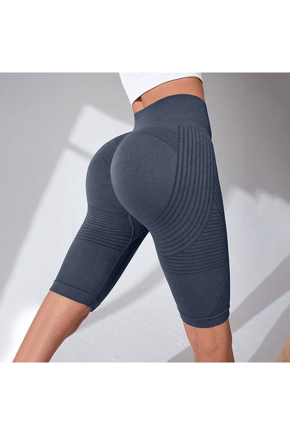 Yoga Shorts for Women 3D Cellulite Leggings Slim Move Cellulite Leggings Push-Up Sculpting Yoga Fitness Pants Workout Shorts Navy XL