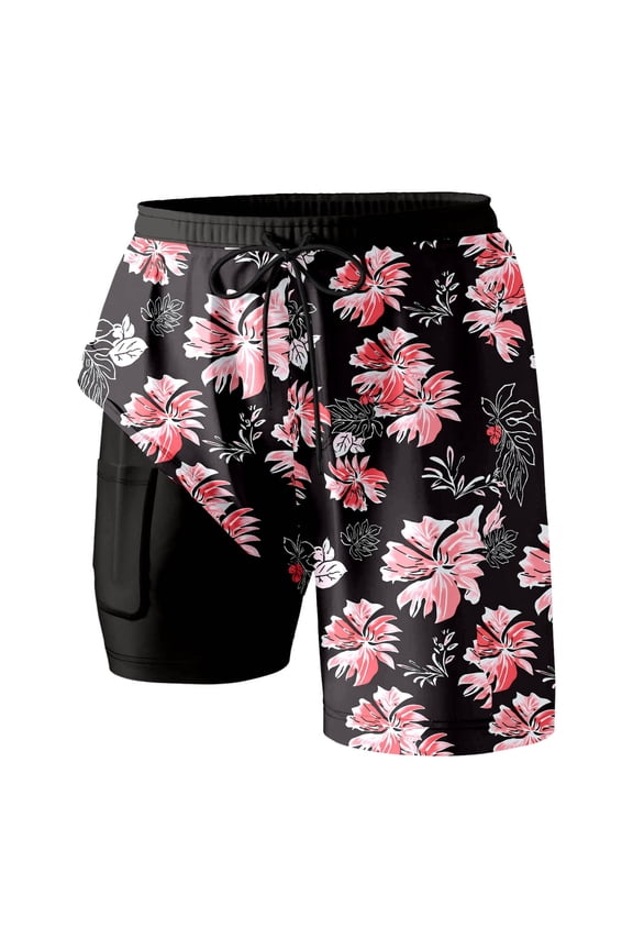 Yoga Shorts for Women Fashionable Double Layer Inner Pockets Outfits Plus Size Shorts for Women,Black,M