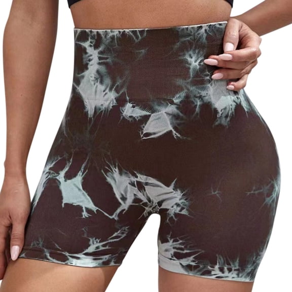 Yoga Shorts for Women High Waisted Capri Leggings Yoga Pants Women Tops Summer Outdoor Yoga Tops Brown S