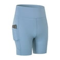 thumbnail image 1 of Yoga Shorts for Women - High Waisted Tummy Control Stretch Biker Shorts with Pockets for Workout, Running, Blue, S, 1 of 6