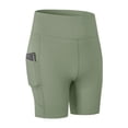 thumbnail image 1 of Yoga Shorts for Women - High Waisted Tummy Control Stretch Biker Shorts with Pockets for Workout, Running, Green, S, 1 of 8