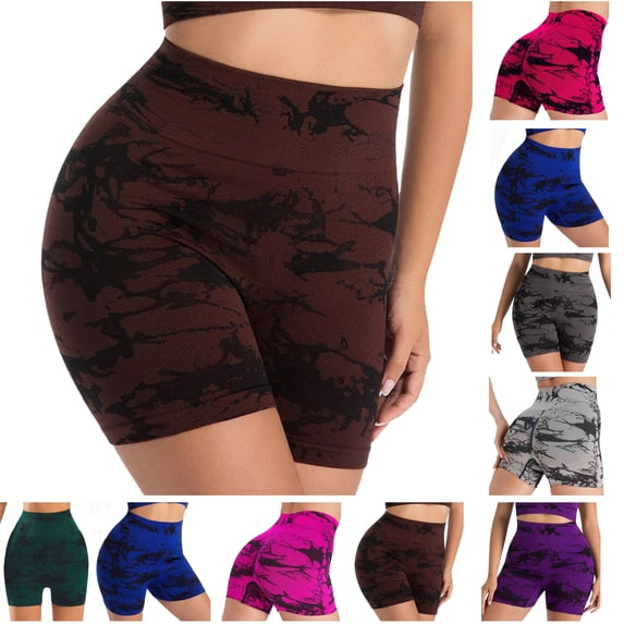Yoga Shorts for Women–High Waisted Workout Biker Shorts for Yoga, Running & Under Dress Anti-Chafing Comfort,Coffee L
