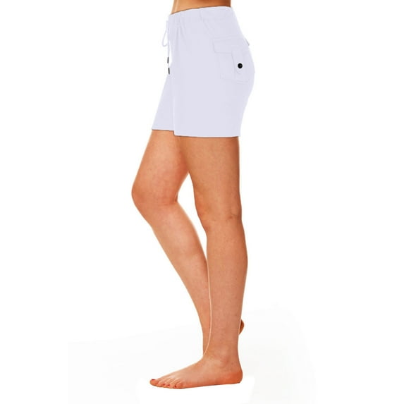 Yoga Shorts for Women Plus Size Cargo Pants Short Lightweight Stretch Workout Bikers Shorts with Multi Pockets (4X-Large, White)