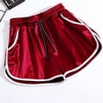 thumbnail image 1 of Yoga Shorts for Women Pocket Drawstring Elastic Waist Breathable Slim Fit Solid Print Shorts for Sporty Wear Red L, 1 of 3