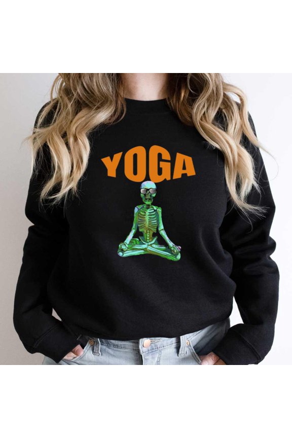 Yoga Skeleton Gift Funny Halloween Graphic Tee, Zen Bones SW19375 Unisex Sweatshirt, Up to Size 5XL