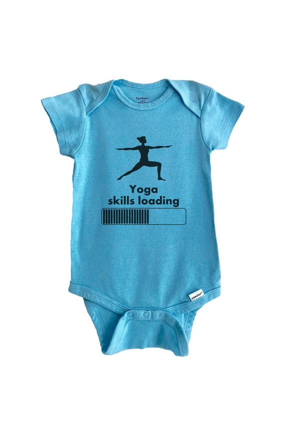 Yoga Skills Loading Funny Yoga Pose Baby Bodysuit (Blue), 0-3 Months
