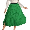 thumbnail image 1 of Yoga Skirt Women's A-Line Midi Skirt Elastic Waist Midi Skirt High Waist A-Line Midi Skirt for Wedding Evening Party Mesh Skirts Maxi Skirts Green L, 1 of 9
