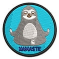 thumbnail image 1 of Yoga Sloth Namaste Applique Multi-Color Embroidered Iron-On Patch - 3.5 Inch Large, 1 of 5