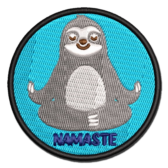 Yoga Sloth Namaste Applique Multi-Color Embroidered Iron-On Patch - 3 Inch Medium