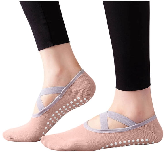 Yoga Socks For Women Non-Slip Grip Crisscross Strap Open Heel for Pilates Dance Socks