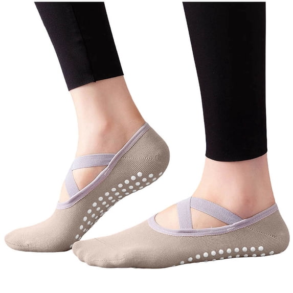 Yoga Socks For Women Non-Slip Grip Crisscross Strap Open Heel for Pilates Dance Socks