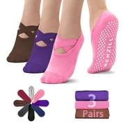 Newzill Non-Slip Yoga Socks for Women, Breathable Grip Toe Design, Multicolor, 3 Pack