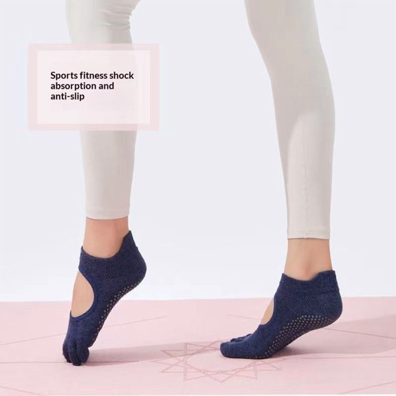 Yoga Socks, Pilates Thins, Back-Visible, Five-Fingered Socks for Women, Beginner Level, Indoor Exercise, Fitness, Dance, Non-Slip.