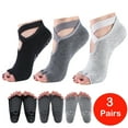 thumbnail image 1 of Yoga Socks for Women 3 Pairs Non-Slip Grips & Straps，Clasped Pilates Socks for Ballet Pilates Barre Dance or at Home Barefoot Workout for Added Balance and Stability, 1 of 9