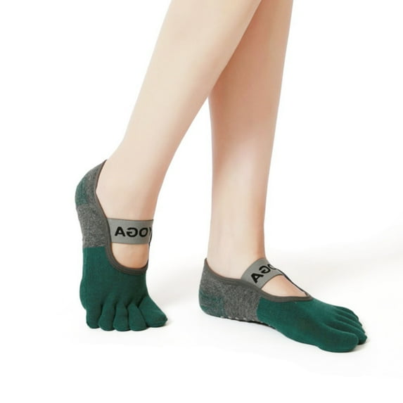 Yoga Socks for Women with Grips, Breathable Non-Slip Five Toe Socks Cotton Socks for Pilates, Barre, Ballet, Fitness