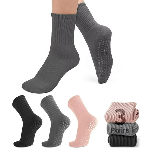 Yoga Socks with Grips for Women Non Slip Grip Socks Pilates Socks Fitness Socks Anti-Skid Socks for Yoga, Size 5~10 F108