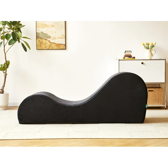 Yoga Sofa Chair Chaise Lounge Chairs Indoor for Adults, Curved Yoga Lounges Chaise Couch for Living Room Apartment, Ergonomic for Stretching, Relaxing & Exercising, Black