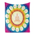 thumbnail image 1 of Yoga Soft Flannel Fleece Blanket, Yogi in the Lotus Posture and Exercises in Several Positions Surya Namaskar Vitality, Cozy Plush for Indoor and Outdoor Use, 70" x 90", Multicolor, by Ambesonne, 1 of 6