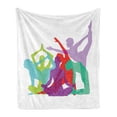 thumbnail image 1 of Yoga Soft Flannel Fleece Throw Blanket, Yoga Body Forms Poses Female Silhouettes Sportswomen Colorful Composition, Cozy Plush for Indoor and Outdoor Use, 60" x 80", Multicolor, by Ambesonne, 1 of 6