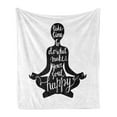 thumbnail image 1 of Yoga Soft Flannel Fleece Throw Blanket, Dark Silhouette Words About Time and Soul Inspiration Happiness Practice, Cozy Plush for Indoor and Outdoor Use, 60" x 80", Black and White, by Ambesonne, 1 of 5