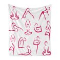 thumbnail image 1 of Yoga Soft Flannel Fleece Throw Blanket, Doodle Style Women Various Exercise Poses Workout Health Lifestyle Bodycare, Cozy Plush for Indoor and Outdoor Use, 50" x 60", Pink White, by Ambesonne, 1 of 5