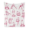 thumbnail image 1 of Yoga Soft Flannel Fleece Throw Blanket, Doodle Style Women Various Exercise Poses Workout Health Lifestyle Bodycare, Cozy Plush for Indoor and Outdoor Use, 70" x 90", Pink White, by Ambesonne, 1 of 5