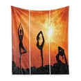 thumbnail image 1 of Yoga Soft Flannel Fleece Throw Blanket, Group of Healthy Woman Practice Yoga at Sunset Outdoors Body Stretching, Cozy Plush for Indoor and Outdoor Use, 50" x 60", Black Orange Yellow, by Ambesonne, 1 of 6