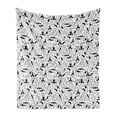 thumbnail image 1 of Yoga Soft Flannel Fleece Throw Blanket, Monochrome Poses from Eastern Technique East Stars Flowers Motifs, Cozy Plush for Indoor and Outdoor Use, 50" x 70", Black White, by Ambesonne, 1 of 5