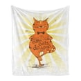 thumbnail image 1 of Yoga Soft Flannel Fleece Throw Blanket, Peaceful Cat with a Phrase Asana Balance Position Relaxation, Cozy Plush for Indoor and Outdoor Use, 50" x 60", Orange Yellow Brown, by Ambesonne, 1 of 5
