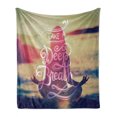 thumbnail image 1 of Yoga Soft Flannel Fleece Throw Blanket, Woman on Tranquil Summer Beach Meditating Peaceful Calm Sunset Motivation Phrase, Cozy Plush for Indoor and Outdoor Use, 70" x 90", Multicolor, by Ambesonne, 1 of 5