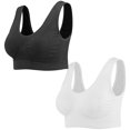 thumbnail image 1 of Yoga Sports Bra Women 2-Pack Seamless Sports Bra Wire-Free Yoga Bra with Removable Pads V-Neck Padded Bra Feature Hook and Eye Closure Full-Figure Bra Style Y-81 , E, 1 of 1