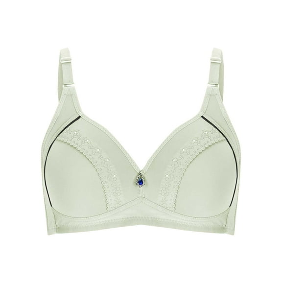 Yoga Sports Bras for Women Full-Coverage Bra Feature V-Neck Training Bra Style W-696 Hook and Eye Closure Comfy Bras Green 36