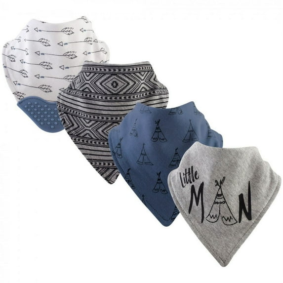 Yoga Sprout Baby Boy Cotton Bandana Bibs 4pk, Little Man, One Size