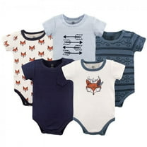Yoga Sprout Baby Boy Cotton Bodysuits 5pk, Be Clever, 0-3 Months