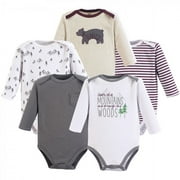 Yoga Sprout Baby Boy Cotton Long-Sleeve Bodysuits 5pk, Mountains, 0-3 Months
