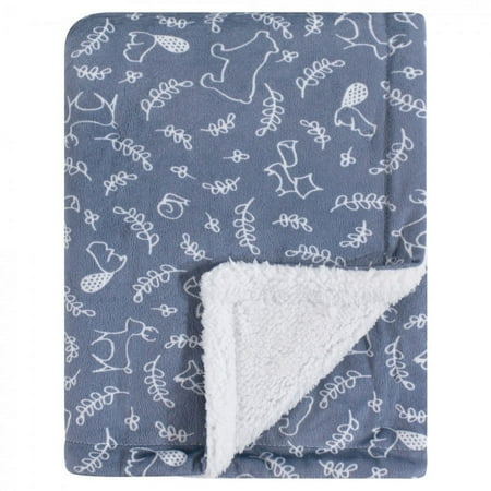 Yoga Sprout Baby Boy Mink and Faux Shearling Plush Blanket, Forest, One Size