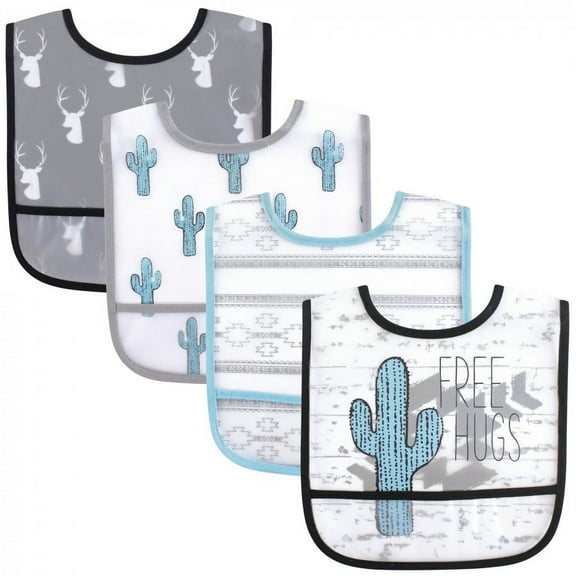 Yoga Sprout Baby Boy Waterproof PEVA Bibs 4pk, Free Hugs, One Size