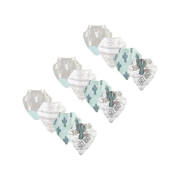 Yoga Sprout Baby Boy and Girl Bandana Bib with Teether, 12 Pack, Free Hugs