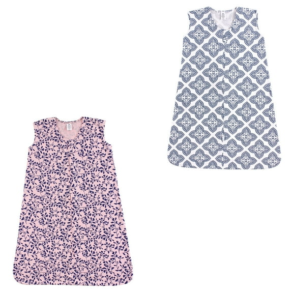 Yoga Sprout Baby Boy and Girl Jersey Cotton Sleeping Bag 2 Pack, Fresh Floral and Ornate Clover, 0-6 Months