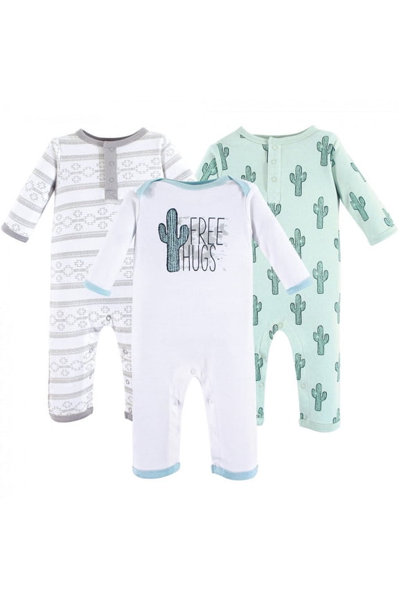 Baby Cotton Coveralls 3pk, Free Hugs, 3-6 Months