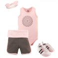 thumbnail image 1 of Yoga Sprout Baby Girl Cotton Layette and Shoe 4pc Set, Scroll, 9-12 Months, 1 of 2