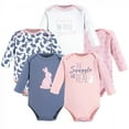 thumbnail image 1 of Yoga Sprout Baby Girl Cotton Long-Sleeve Bodysuits 5pk, Snuggle Bunny, 6-9 Months, 1 of 4