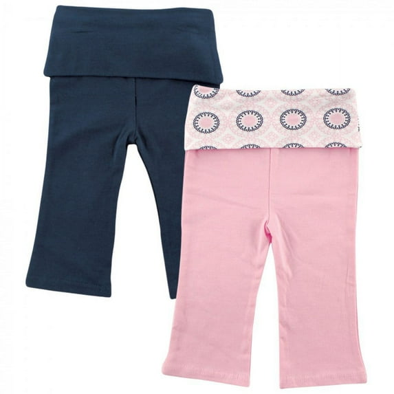 Yoga Sprout Baby Girl Cotton Pants 2pk, Ornamental, 12-18 Months