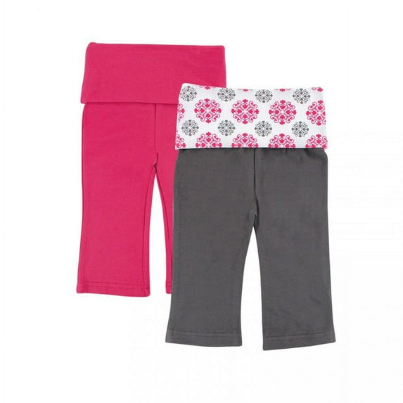 Yoga Sprout Baby Girl Cotton Pants 2pk, Pink Medallion, 12-18 Months