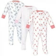 thumbnail image 1 of Yoga Sprout Baby Girl Cottton Zipper Sleep and Play 3pk, Flamingo, 3-6 Months, 1 of 1