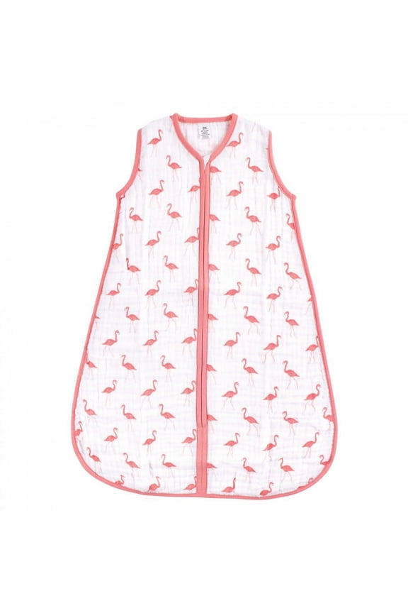 Baby Girl Sleeveless Muslin Cotton Sleeping Bag, Sack, Blanket, Flamingo, 12-18 Months