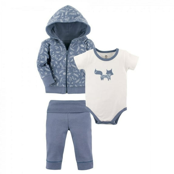 Yoga Sprout Baby and Toddler Boy Cotton Hoodie, Bodysuit or Tee Top, and Pant, Forest Baby, 12-18 Months