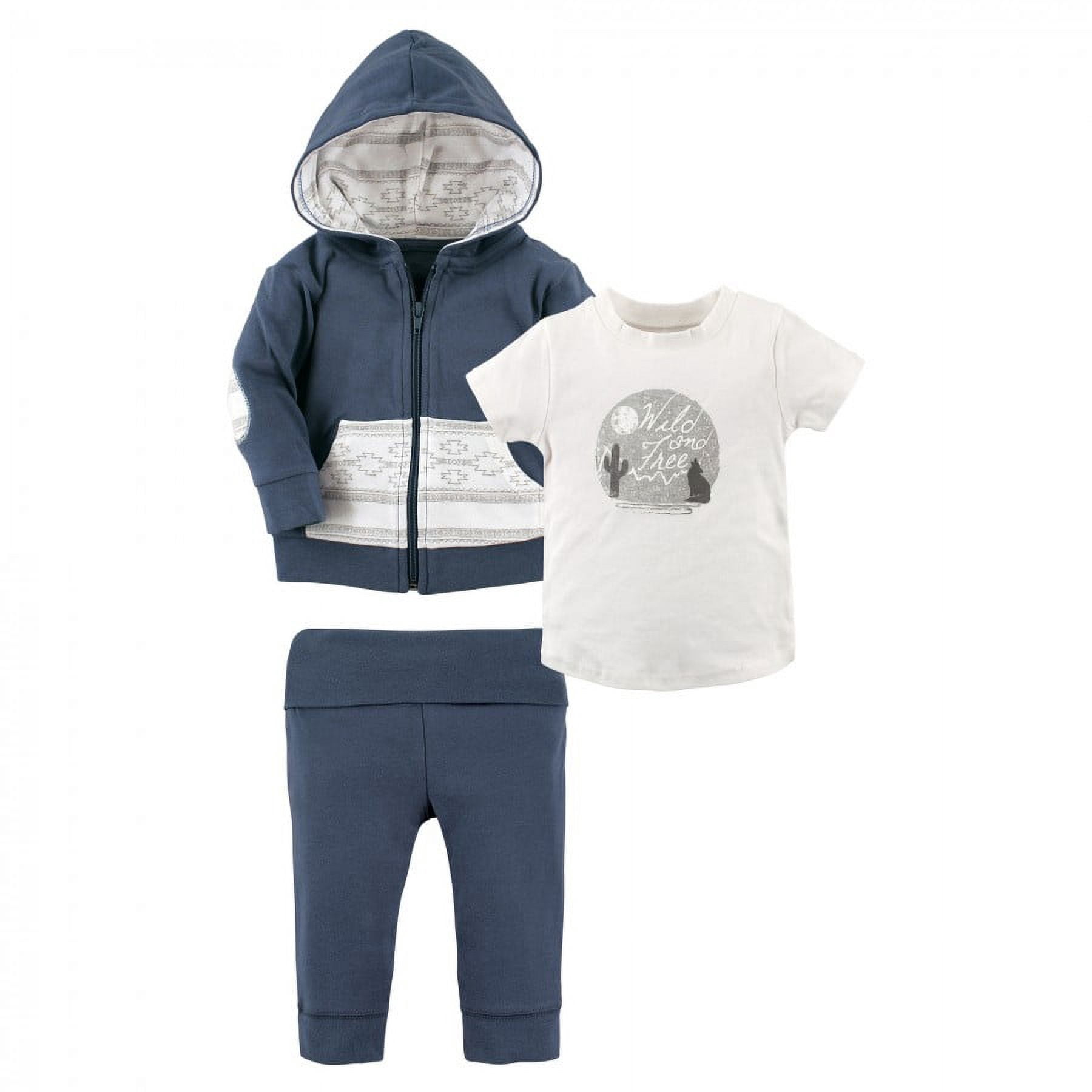 Yoga Sprout Baby and Toddler Boy Cotton Hoodie, Bodysuit or Tee Top, and Pant, Wild Free Toddler, 5 Toddler