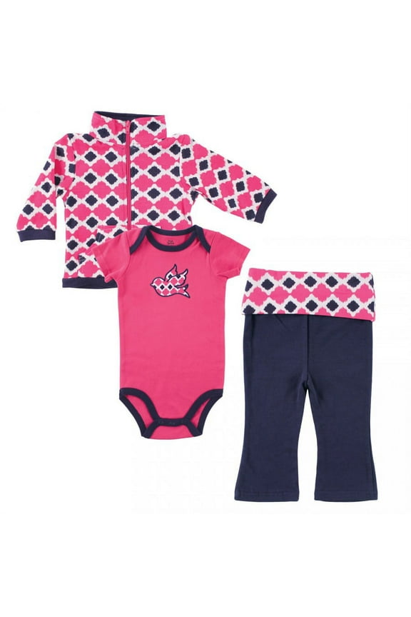 Baby and Toddler Girl Cotton Hoodie, Bodysuit or Tee Top, and Pant, Bird Baby, 6-9 Months
